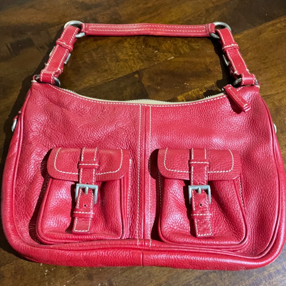 Prada red leather shoulder purse
